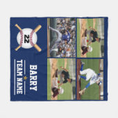 パーソナライズな野球4の写真のコラージュの名前のチーム フリースブランケット (正面(横))