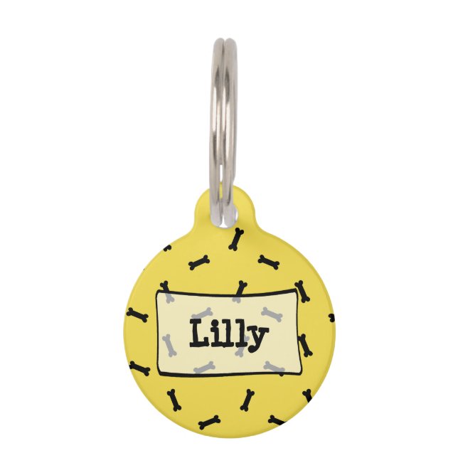 パーソナライズな野良犬の骨のかわいいドッグタッグ ペット　ネームタグ (正面)