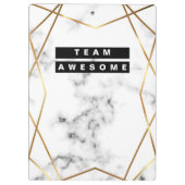 パーソナライズな金ゴールドおよび大理石パターン クリップボード (裏面)