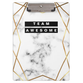 パーソナライズな金ゴールドおよび大理石パターン クリップボード
