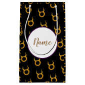 パーソナライズな金ゴールドのトーラスの(占星術の)十二宮図の占星術の印 スモールペーパーバッグ (正面)