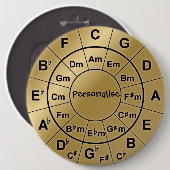 パーソナライズな金ゴールドのバッジの音楽愛好者のコードの車輪 缶バッジ (正面&裏面)