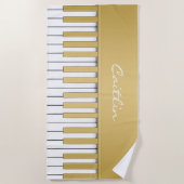 パーソナライズな金ゴールドのピアノキーボード音楽 ビーチタオル (正面)