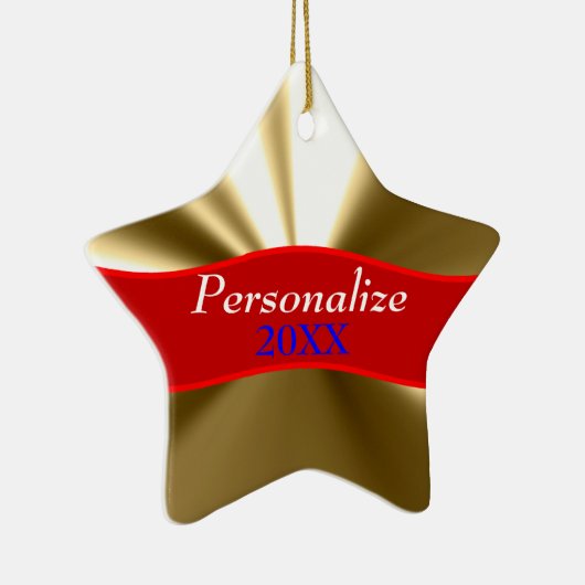 パーソナライズな金ゴールドの星のオーナメント セラミックオーナメント (右)