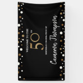 パーソナライズな金ゴールドの白い紙吹雪の第50誕生日 横断幕 (縦)