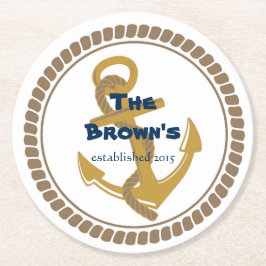 パーソナライズな金ゴールドの航海のなコースター ラウンドペーパーコースター