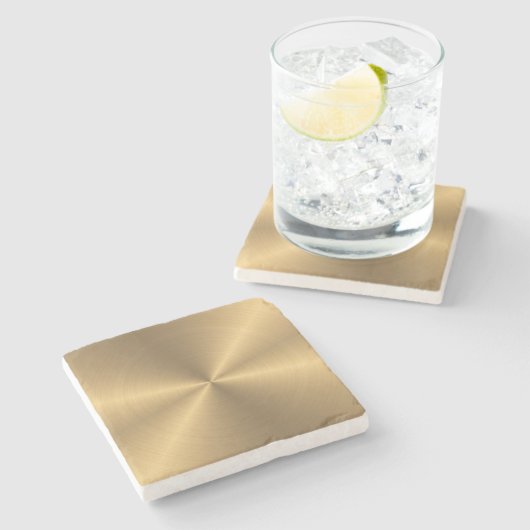 パーソナライズな金ゴールドの金属放射状の質 ストーンコースター (横)