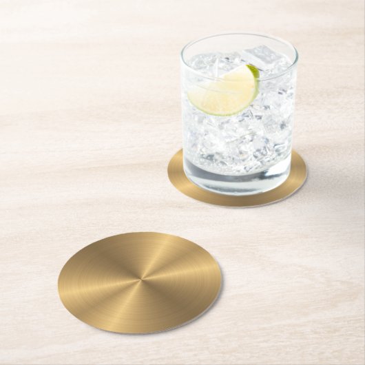 パーソナライズな金ゴールドの金属放射状の質 ラウンドペーパーコースター (インサイチュ)