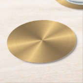 パーソナライズな金ゴールドの金属放射状の質 ラウンドペーパーコースター (アングル)