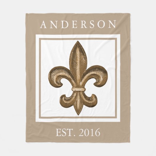 パーソナライズな金ゴールドの錬鉄の（紋章の）フラ・ダ・リ フリースブランケット (正面)