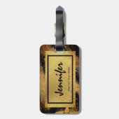 パーソナライズな金ゴールドの魅力的な荷物のラベル ラゲッジタグ (裏面縦)