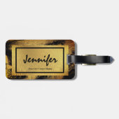 パーソナライズな金ゴールドの魅力的な荷物のラベル ラゲッジタグ (裏面横)