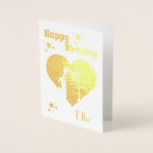 パーソナライズな金ゴールドホイルのネットボールのバースデー・カード 箔カード (正面)