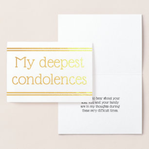 パーソナライズな金ゴールドホイルの悔やみや弔慰カード 箔カード
