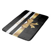 パーソナライズな金ゴールド、黒くはっきりしたなストライプの金弓 バスマット (アングル)