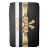 パーソナライズな金ゴールド、黒くはっきりしたなストライプの金弓 バスマット (正面縦)