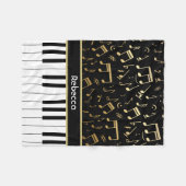 パーソナライズな金ノートおよびピアノ鍵 フリースブランケット (正面(横))