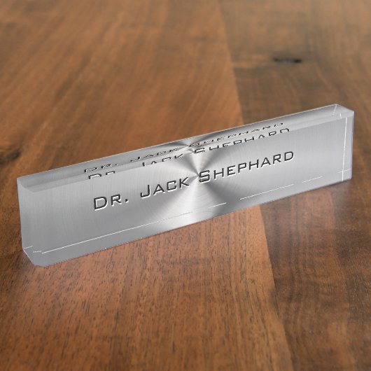 パーソナライズな金属放射状の質 デスクネームプレート (側面)