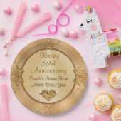 パーソナライズな金第50記念日の紙皿 ペーパープレート (パーティー)