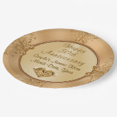 パーソナライズな金第50記念日の紙皿 ペーパープレート (アングル)