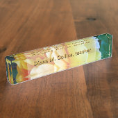 パーソナライズな金黄色バラ デスクネームプレート (側面)