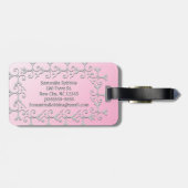 パーソナライズな銀製の優雅のピンク ラゲッジタグ (裏面横)