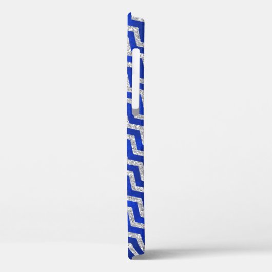 パーソナライズな銀製の青いシェブロン Case-Mate iPhoneケース (裏面 / 左)