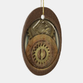 パーソナライズな錆ついたヴィンテージのコグSteampunk セラミックオーナメント (右)