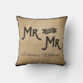 パーソナライズな陽気な常の永久にバーラップのハート クッション (裏面)