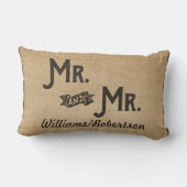 パーソナライズな陽気な常の永久にバーラップのハート ランバークッション (裏面)