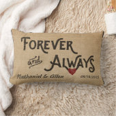 パーソナライズな陽気な常の永久にバーラップのハート ランバークッション (ブランケット)