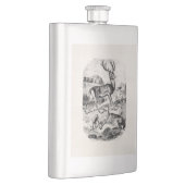 パーソナライズな雌ジカおよび子鹿を持つヴィンテージのアカシカの雄鹿 フラスク (右)