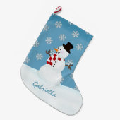 パーソナライズな雪だるまのクリスマスのストッキング ラージクリスマスストッキング (正面 (吊り時))