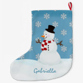 パーソナライズな雪だるまのクリスマスのストッキング ラージクリスマスストッキング (裏面)