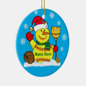 パーソナライズな雪だるまのクリスマスのソフトボールのオーナメント セラミックオーナメント (右)