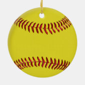 パーソナライズな雪だるまのクリスマスのソフトボールのオーナメント セラミックオーナメント (裏面)