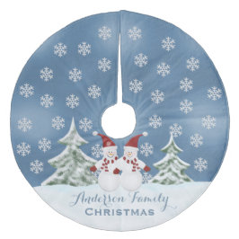 パーソナライズな雪だるまの木のスカート フリース ツリースカート