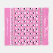 パーソナライズな雪片およびフィギュアスケートパターン フリースブランケット (正面(横))