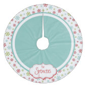 パーソナライズな雪片のクリスマスツリーのスカート フリース ツリースカート (正面)