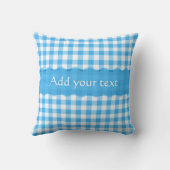 パーソナライズな青いギンガムのチェック模様のパターン クッション (裏面)