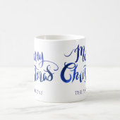 パーソナライズな青およびホワイトクリスマスのマグ コーヒーマグカップ (中央)