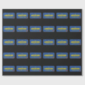 パーソナライズな青および金ゴールドのナンバープレート ラッピングペーパー (フラット)