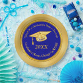 パーソナライズな青および金ゴールドの卒業の紙皿 ペーパープレート (パーティー)