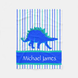 パーソナライズな青か緑のステゴサウルスの恐竜 フリースブランケット