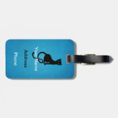 パーソナライズな青く優雅で邪悪な黒猫 ラゲッジタグ (裏面横)