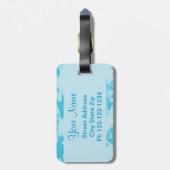 パーソナライズな青緑の迷彩柄のカムフラージュの名前 ラゲッジタグ (裏面縦)