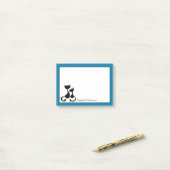 パーソナライズな青緑色の暗藍色猫のシルエット ポストイット (デスク上)