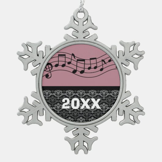パーソナライズな音楽ギフトバンド聖歌隊 スノーフレークピューターオーナメント (正面)