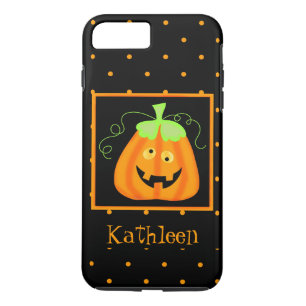 パーソナライズな風変わりなハロウィンのカボチャ黒の名前 iPhone 8 PLUS/7 PLUSケース