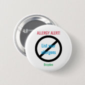 パーソナライズな食物アレルギー警報は記号をからかいません 缶バッジ (正面&裏面)